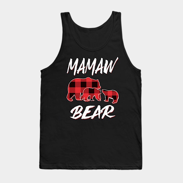 Mamaw Bear Red Plaid Christmas Pajama Matching Family Gift Tank Top by intelus